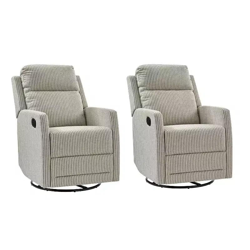 Modern Swivel Polyester Recliner with 360&deg; Rotation & Adjustable Footrest