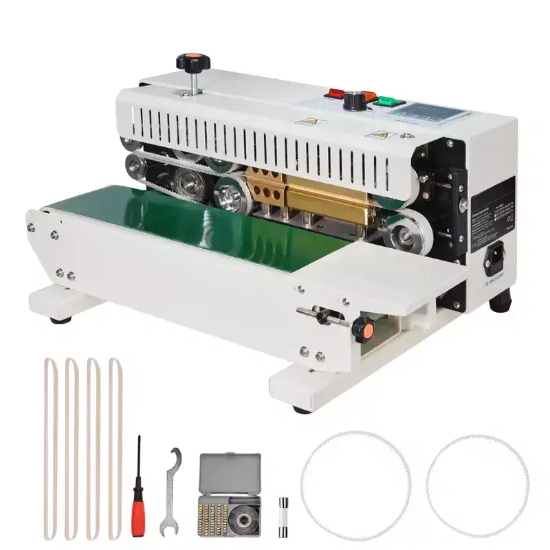 VEVOR Continuous Bag Band Sealing Machine, 0.24-0.47 in/6-12 mm Seal Width, Horizontal Band Sealer Machine with Digital Temperature Control, White