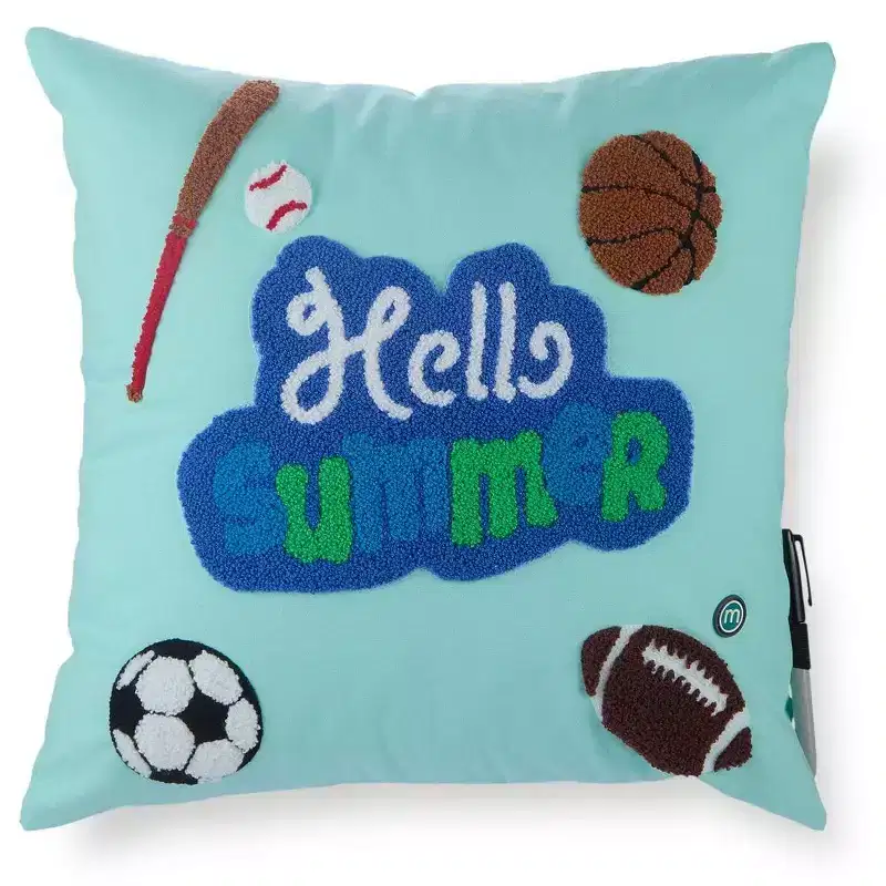 Memoi Boys Sports-Themed Summer Camp Autograph Pillow with Marker Sky Blue One Size
