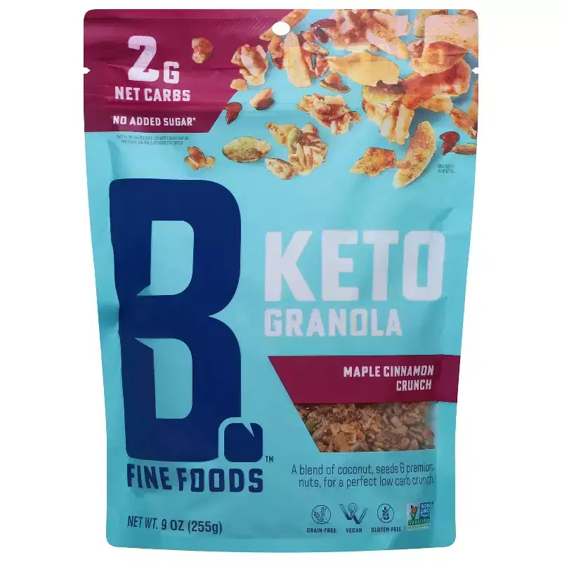 B. Fine Foods Keto Granola, Maple Cinnamon Crunch - Case of 6 - 9.5 oz