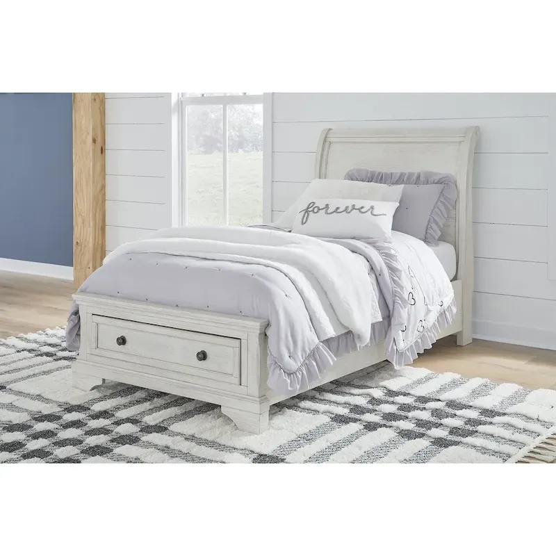 Robbinsdale Antique White Twin Sleigh Storage Bed