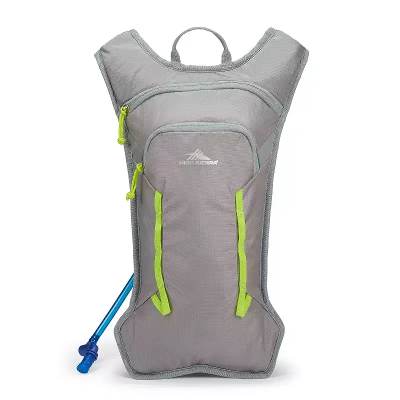 High Sierra HydraHike 2.0 4L Hydration Water Backpack with Insulated Reservoir Pocket for Hiking, Running, Climbing, or Cycling, Gray & Green