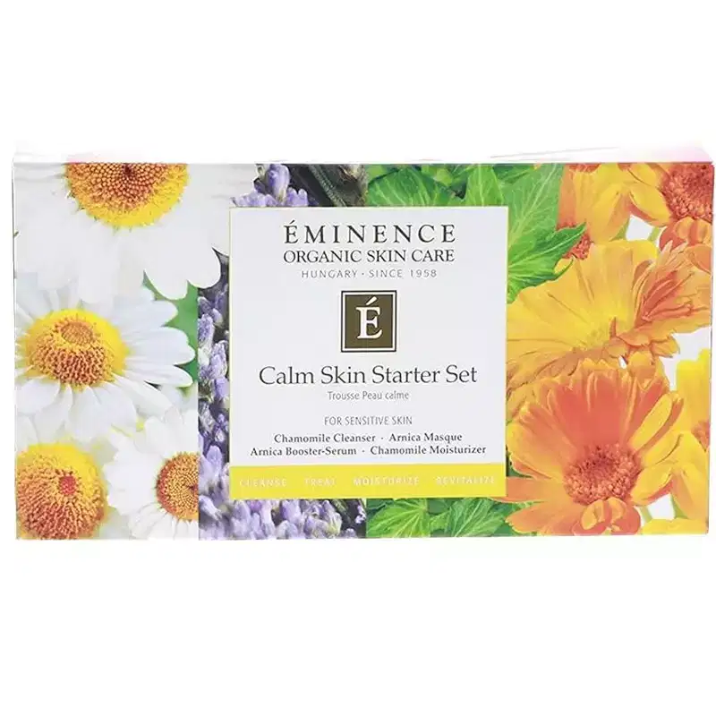 Eminence Calm Skin Starter Set (Cleanser 1oz, Moisturizer 0.5oz, Masque 0.5 oz, Booster-Serum 0.5 oz)