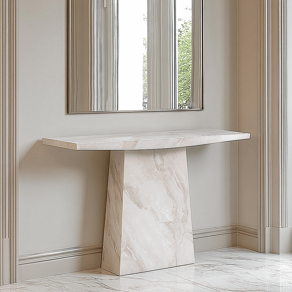 Taupe & Cream Marble Console Table