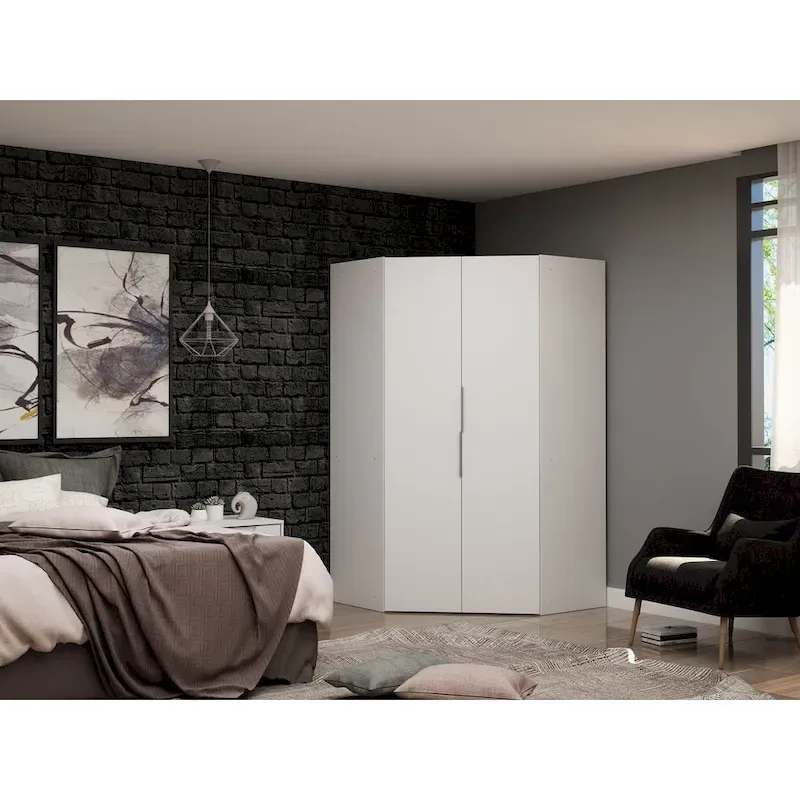 Mulberry 2.0 Modern Corner Wardrobe w/ 2 Hanging Rods