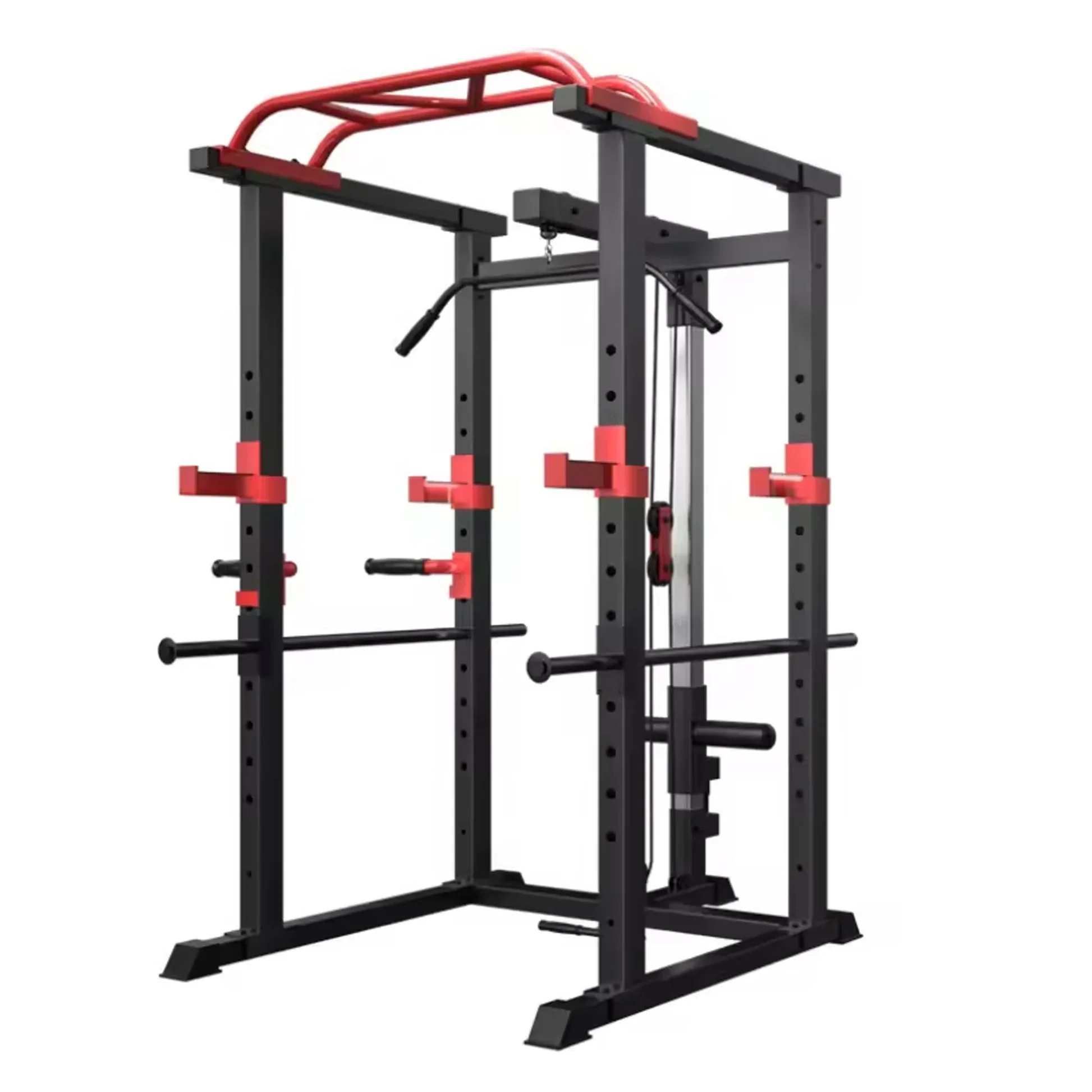 Adjustable Power Rack Multi-Cage with Dual Cable Pulley & Pull-Up Bar &uml;C Heavy-Duty Steel Strength Training Station for Home Gym Fitness