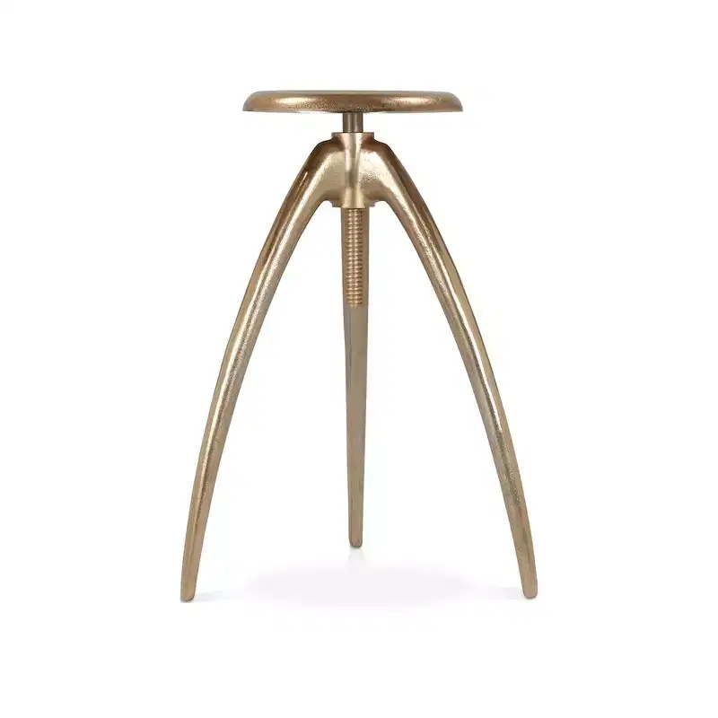 Gold Aluminum Adjustable Counter & Bar Stool &ndash; Backless Industrial Design