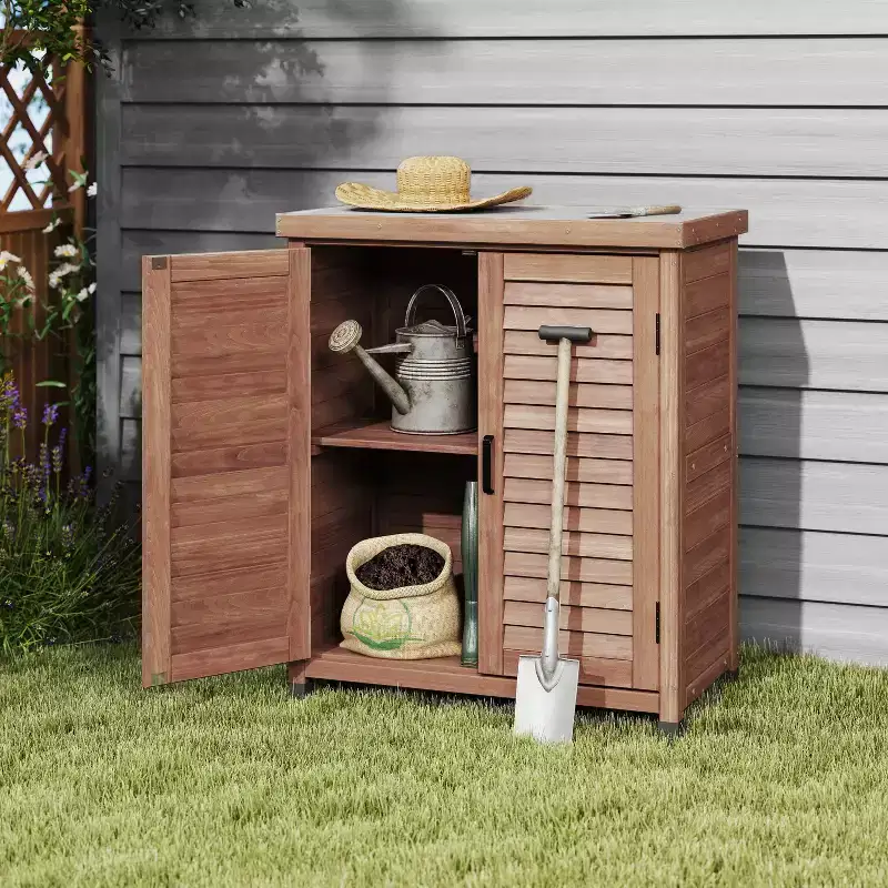 Whisen Potting Bench with Cabinet & Metal Top