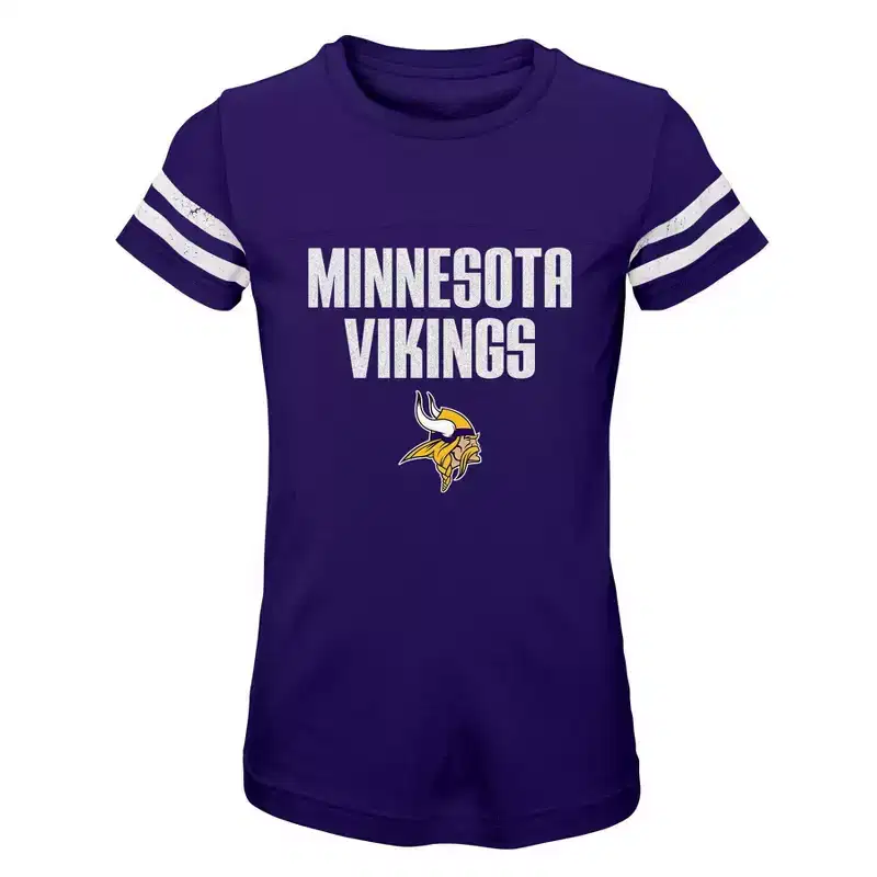 NFL Minnesota Vikings Girls' Stripe Sleeve Fashion T-Shirt