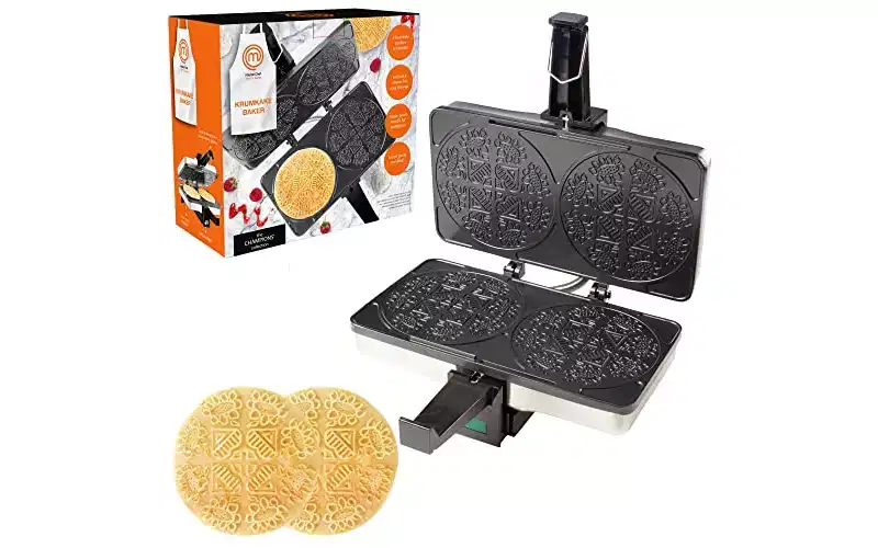 MasterChef Krumkake Baker- Make 2 Krumkake Pizzelle Like Cookies, Great for Cannoli Filling & Cones, Fun Nonstick Kitchen Appliance