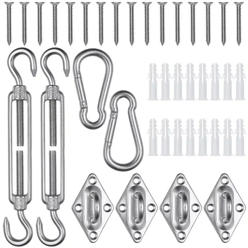 Yescom Rectangle Sun Shade Sail Hardware Kit 304 Anti-Rust Stainless Steel Outdoor Yard
