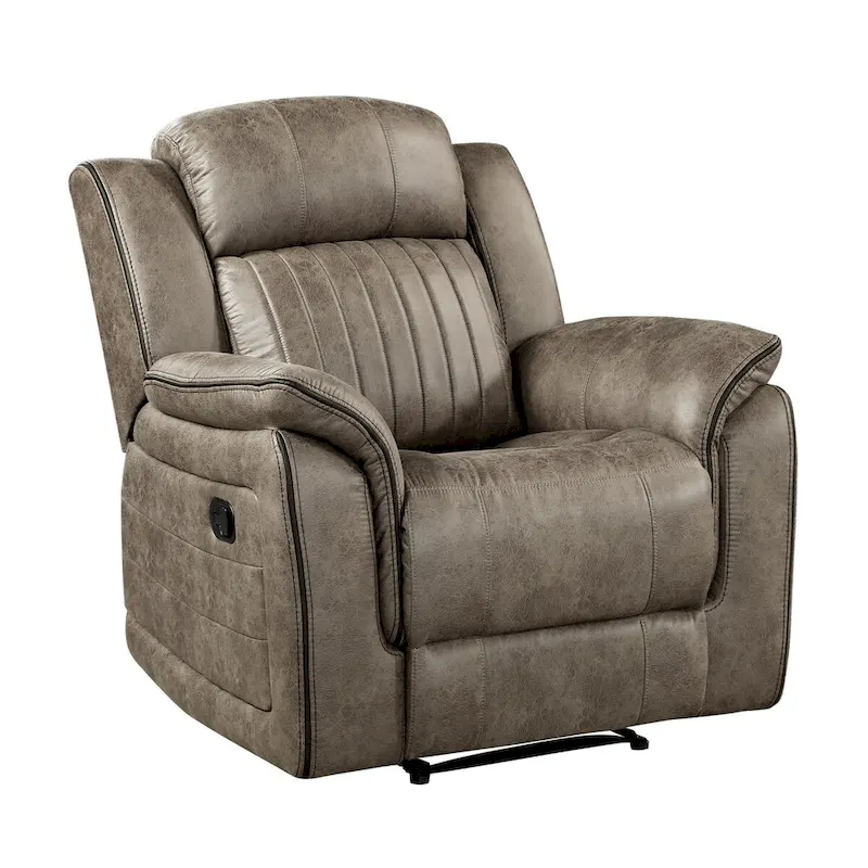 38" Manual Recliner Chair with Tab Pull | Sandy Brown Microfiber | Living Room