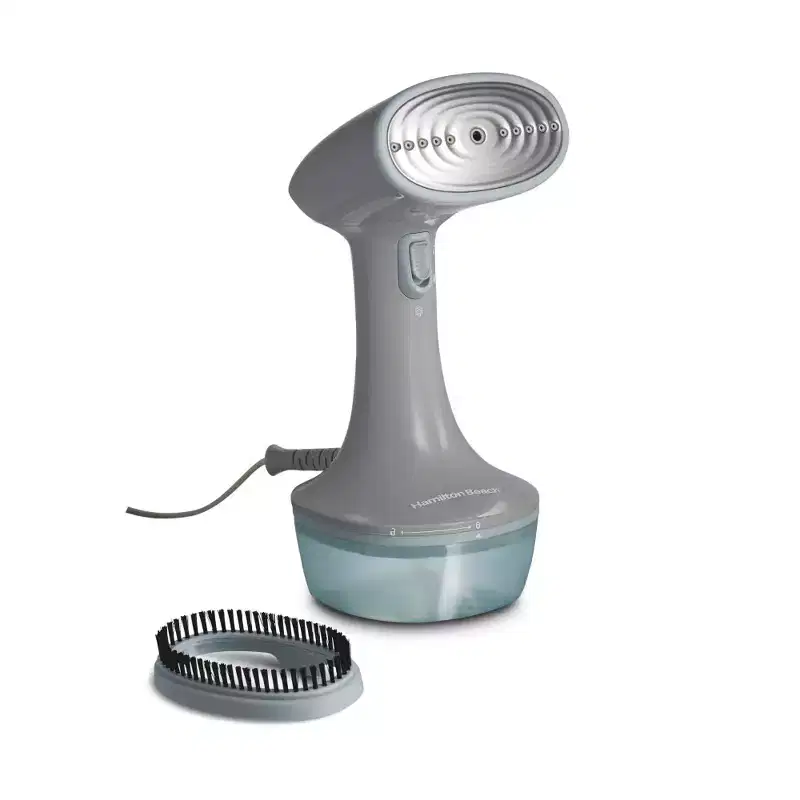 Hamilton Beach Handheld Garment Steamer: 1200W Clothes Steamer, 20 Min Steam, 400ml Tank, Fabric Brush, 8ft Cord, Gray