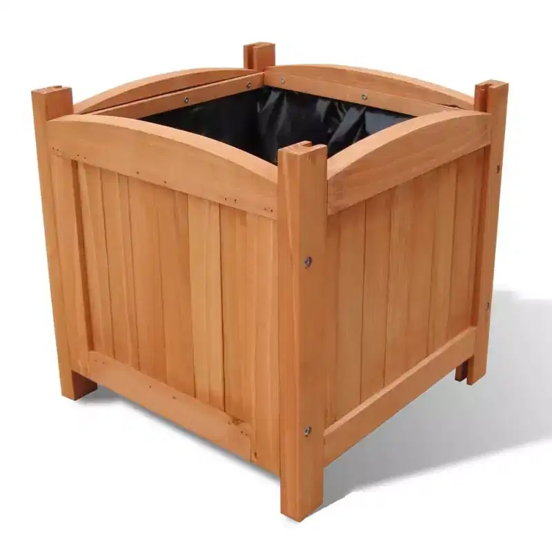 vidaXL Set of 4 Square Wooden Raised Beds - Solid Wood Planters for Garden, Patio & Terrace - Weather-Resistant & Durable - 11.8x11.8x11.8