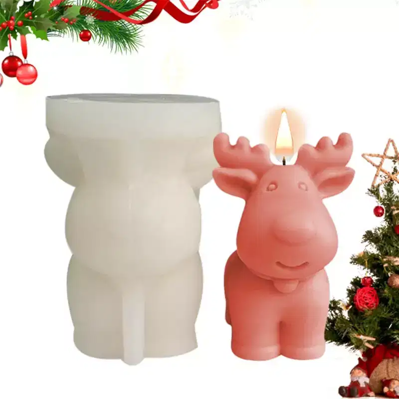 JDICTION 3D Christmas Candle Molds - Deer Silicone Molds: Candle, Bath Bomb, Chocolate & Cake Decor, Ideal for Christmas Party
