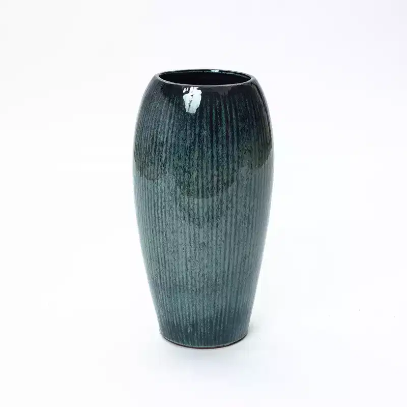 LuxenHome 23-Inch Tall Ceramic Planter, Decorative Round Pot for Plants & Flowers