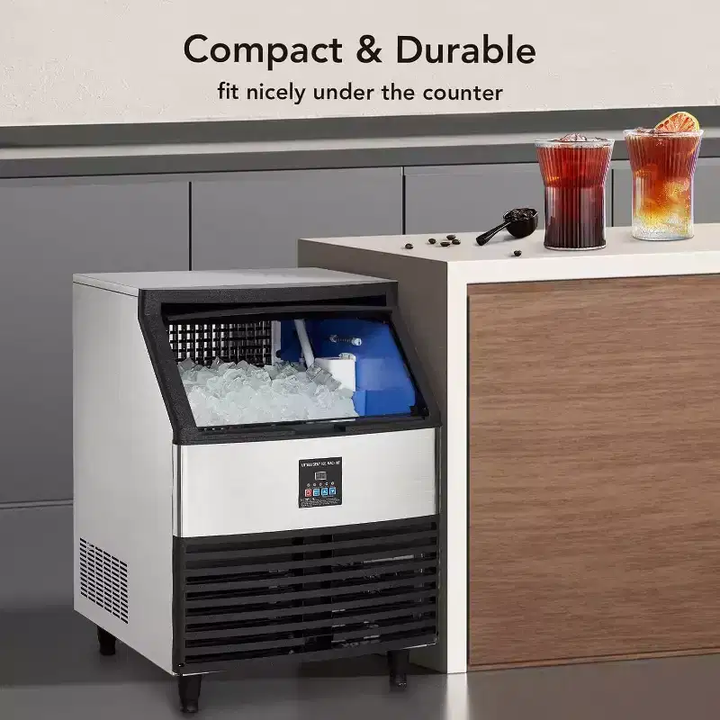 Acekool Commercial Ice Maker, 160Lbs/24H Stainless Steel Undercounter Ice Machine with 44Lbs Storage