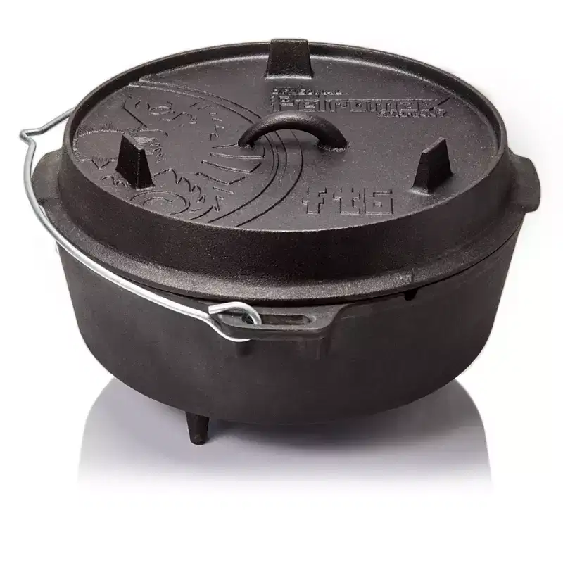 Petromax Cast Iron Dutch Oven for Cooking or Baking Outdoors Over Campfire or in the Home, Pre-Seasoned Cookware Heats Evenly, 3 Legs, 5.8 Qt