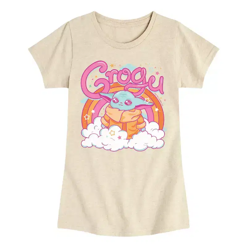 Girls' - The Mandalorian - Grogu Kawaii Fitted Short Sleeve Graphic T-Shirt