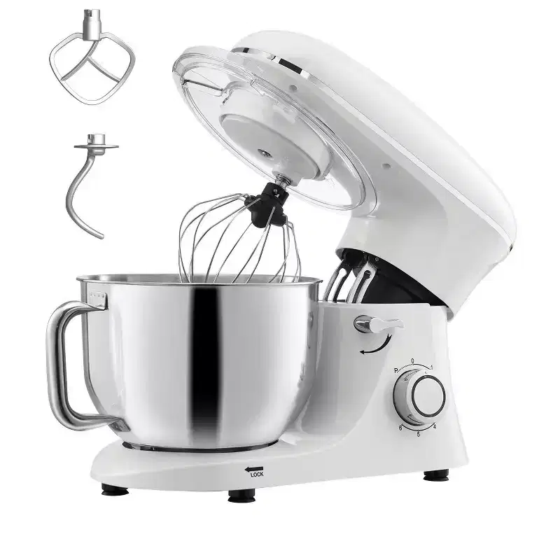 VEVOR Stand Mixer, 6 QT Dough Mixer, 660W 6 + P Speeds Tilt-head Food Mixer with Stainless Steel Bowl, Dough Hook, Wire Whip, Flat Beater, White