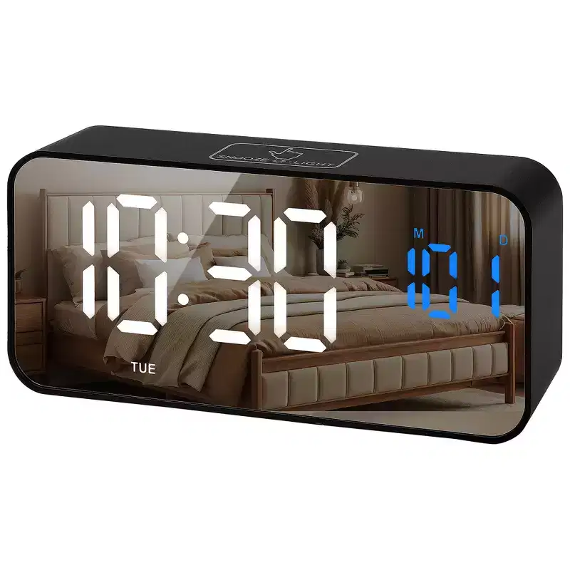 REGALWOVEN Digital USB Charging Ports Adjustable Volume Three Alarms Clock 5.5L x 1.3W x 2.7H1 Pc