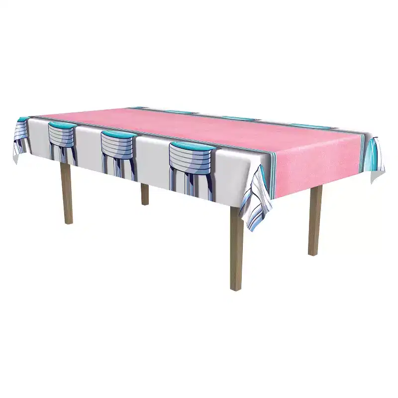 Beistle Soda Shop Stools table cover, 54 x 108, (2/Pkg) Multicolored