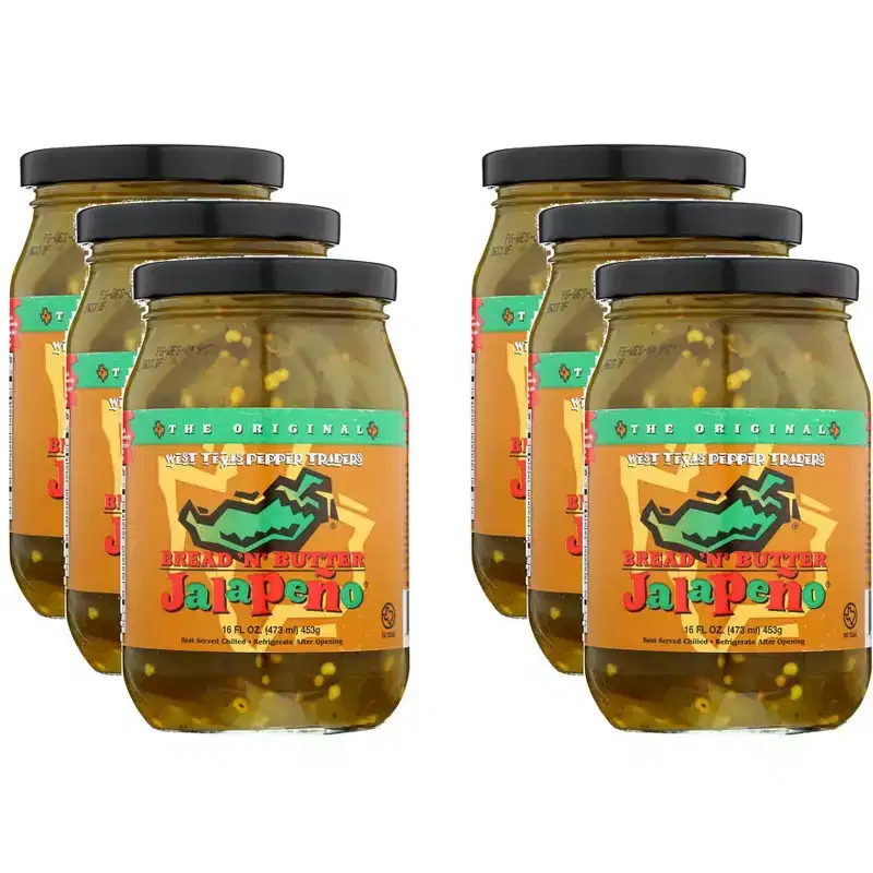West Texas Pepper Traders The Original Bread N' Butter Jalapeo - Case of 6 - 16 fl oz