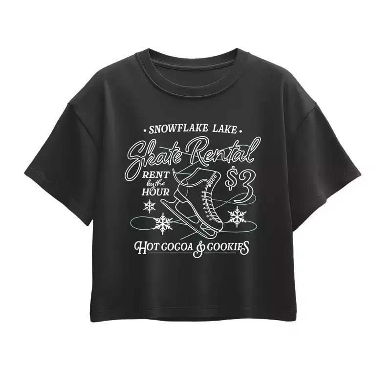 Girls' - Instant Message - Snowflake Skate Rental Short Sleeve Boxy Graphic T-Shirt