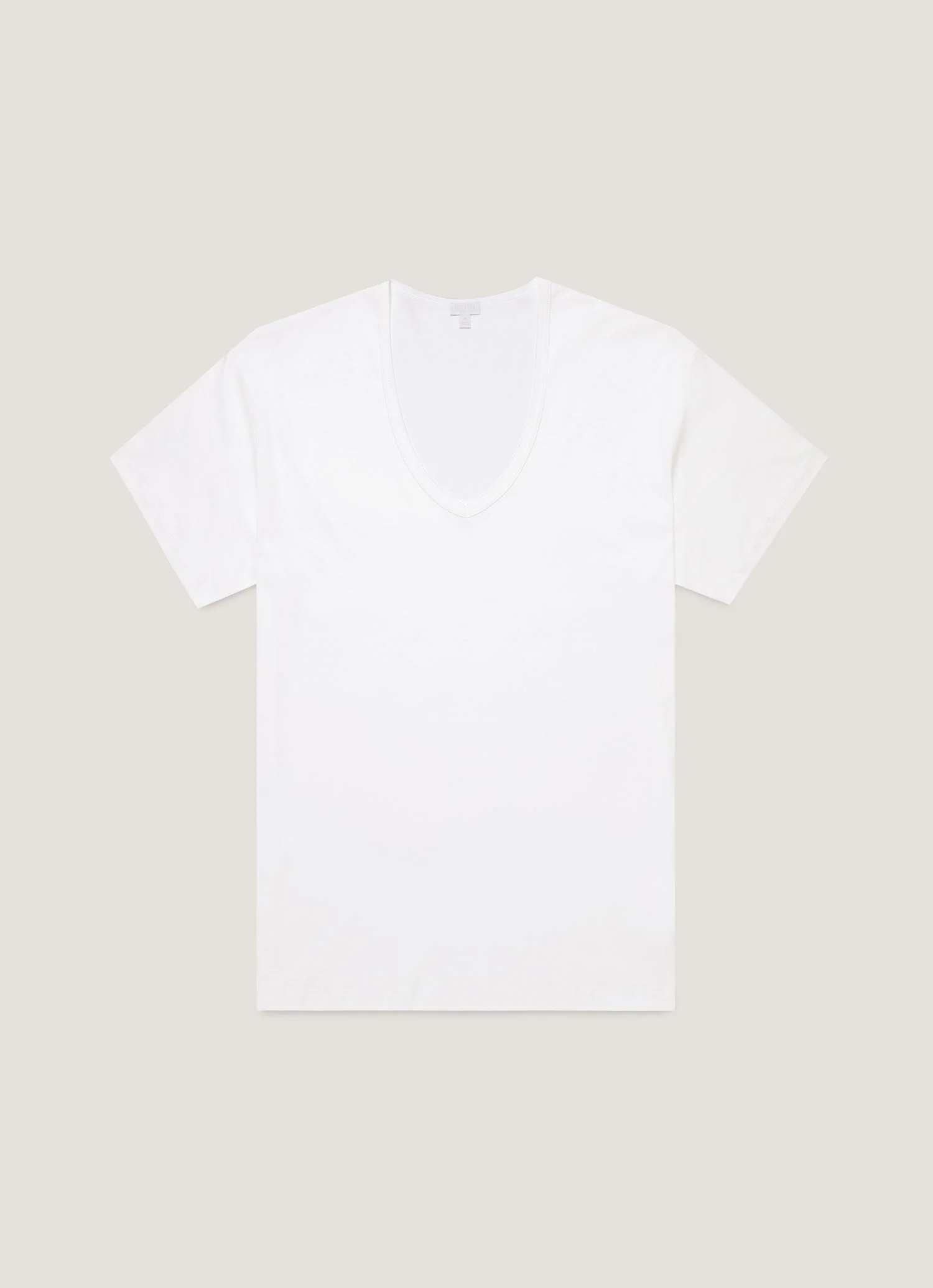 Men's Sea Island Cotton V-neck Underwear T-shirt in White