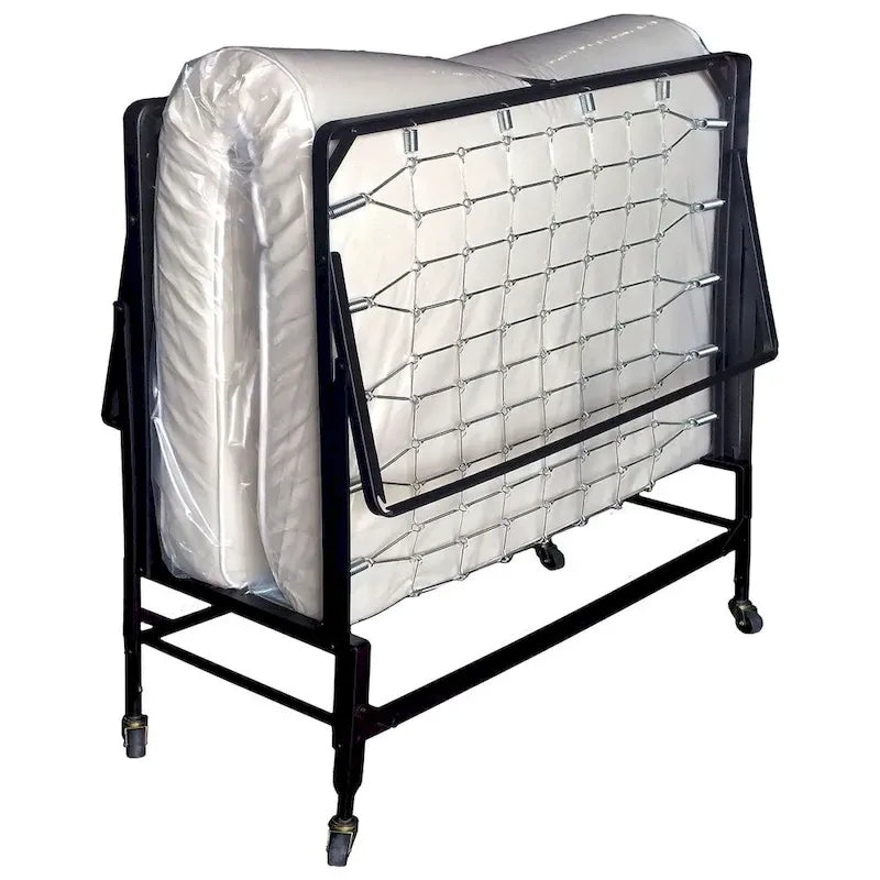 Rollaway Folding Bed with Mattress &ndash; Black, Metal Frame, Polyfiber Mattress, Sleeps 1