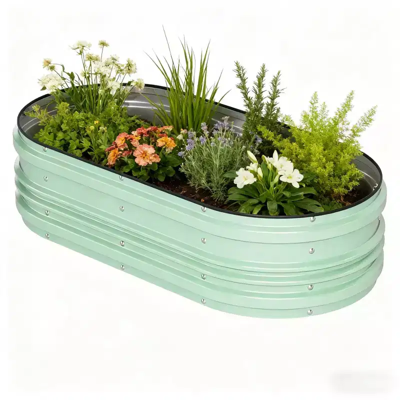6x3x1ft Galvanized Raised Garden Bed Kit, Oval Raised Beds with Open-Ended Base, Metal Planter Box for Vegetables, Flowers, Herbs & Fruits