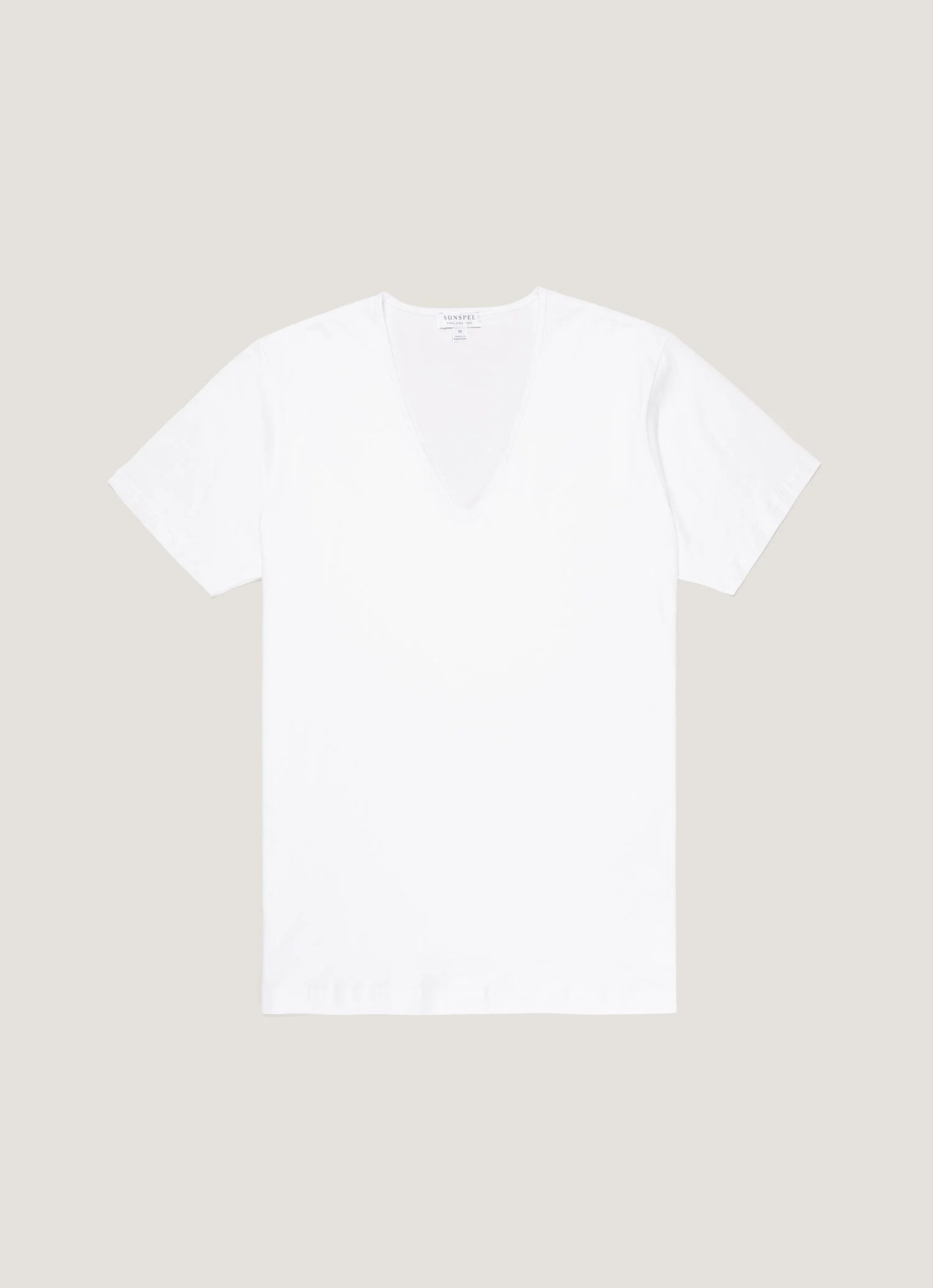 Men's Superfine Cotton V-neck Underwear T-shirt in White