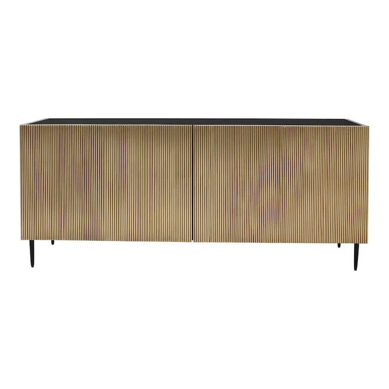Art Deco Brass Finish 2-Door Sideboard