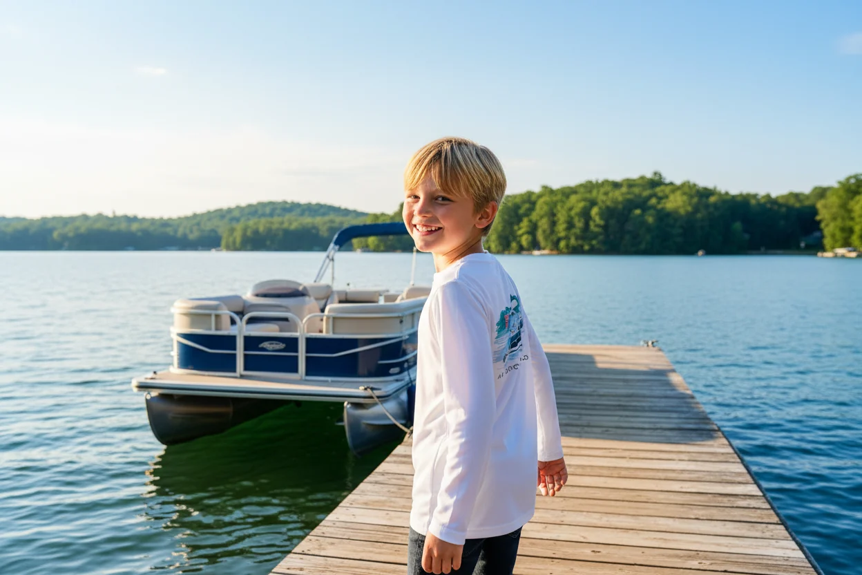 Kid's Pro Performance Long Sleeve T-shirt &uml;C Pontoon Boat Art