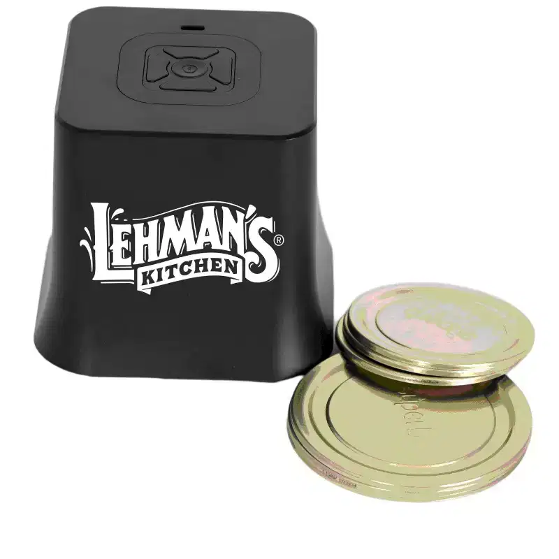 Lehman's Mason Jar Vacuum Sealer, Cordless, Easy One-Touch Operation, Extends Freshness, Includes 6 Canning Lids (3 Wide-Mouth, 3 Regular-Mouth)