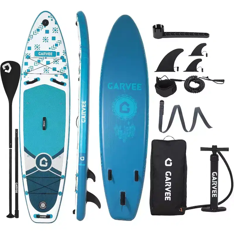 10'6 Inflatable SUP with Premium Accessories, Wide Stable Design, Anti-Slip EVA Deck & Camera Mount for Adults & Youth.