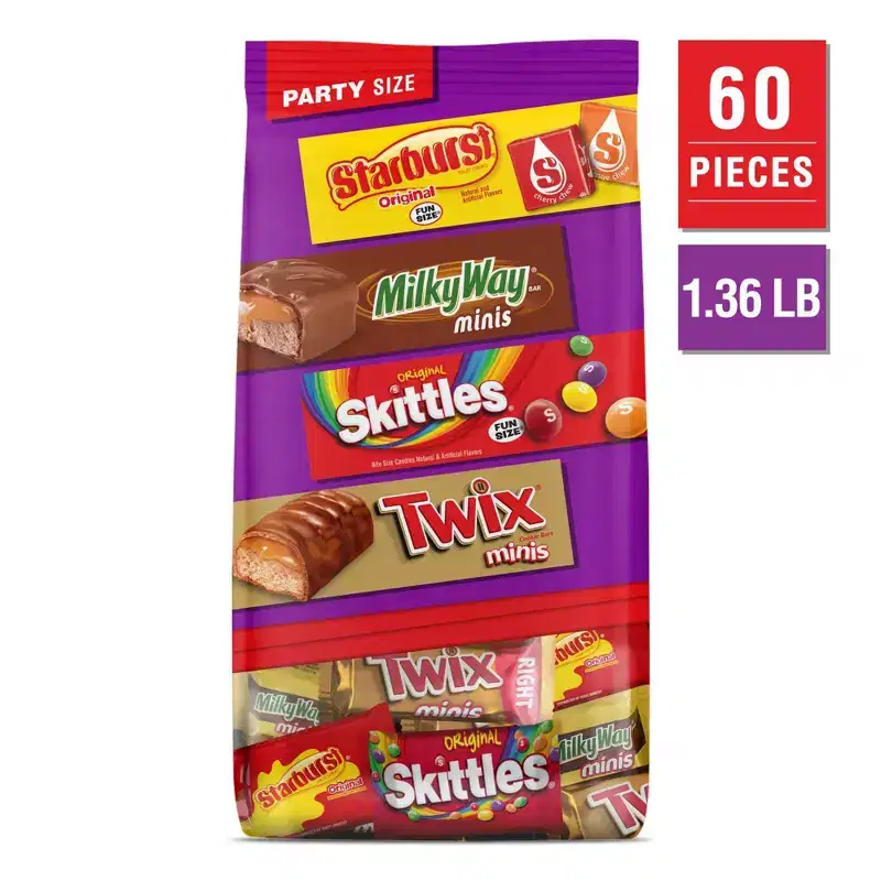 Twix, Skittles, Starburst, & Milky Way Variety Candy Assortment, Party Size - 21.82oz/60ct Bulk Bag