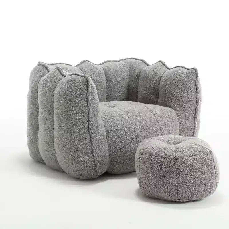 Soft Bean Bag Chair with High-Resilient Foam, Square Lazy Sofa with Footstool, Cover for Adults for Gaming, Reading, or Watching TV