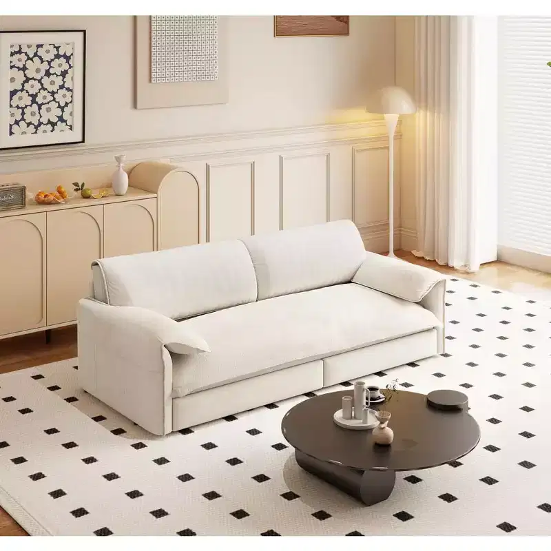 Velvet 3-in-1 Convertible Sleeper Sofa & Chaise | Beige/Black/Blue/Gray/Green/Pink | 2-Seat