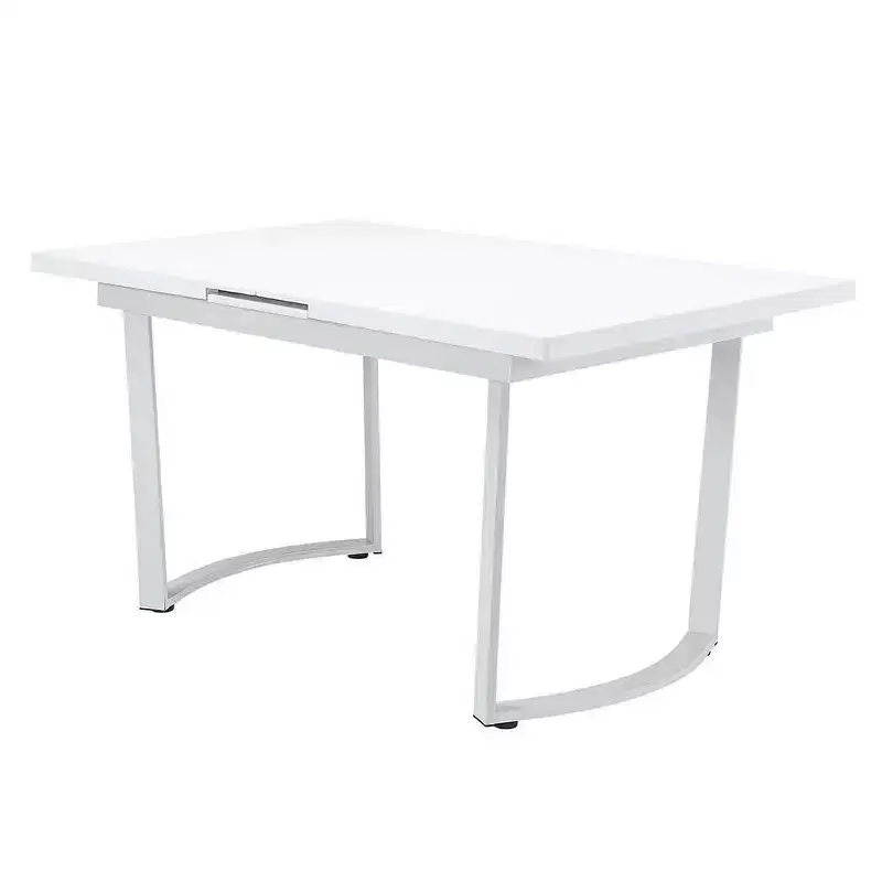 Palton 60-72" Dining Tables High Gloss White - : Sleek Extendable Rectangle for 6