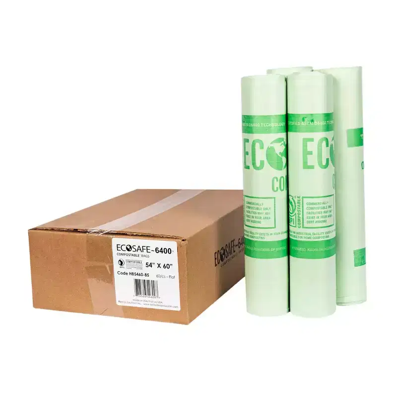 EcoSafe 90 Gal Certified Compostable Large Trash Liners 54x60 - Pack of 10