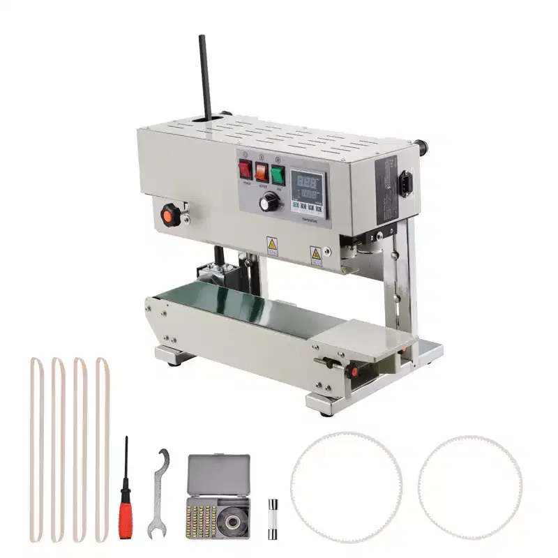 VEVOR Continuous Bag Band Sealing Machine, 0.24-0.47 in/6-12 mm Seal Width, Carbon Steel Bag Sealer for 0.02-0.8 mm Plastic Bags Films,Silver