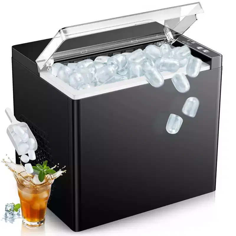 Teendow Ice Makers Countertop, 9 Ice Cubes in 6 Mins Portable Ice Maker, 2 Sizes of Bullet Ice (S/L) Small Ice Machine for Home Kitchen Camping