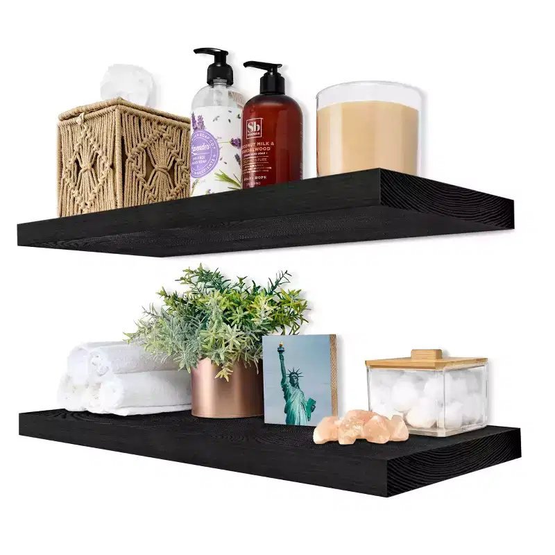 Sorbus 2 Pack 24 Solid Wood Floating Shelves - for Bathroom Decor, Books, Bedroom & Living Room