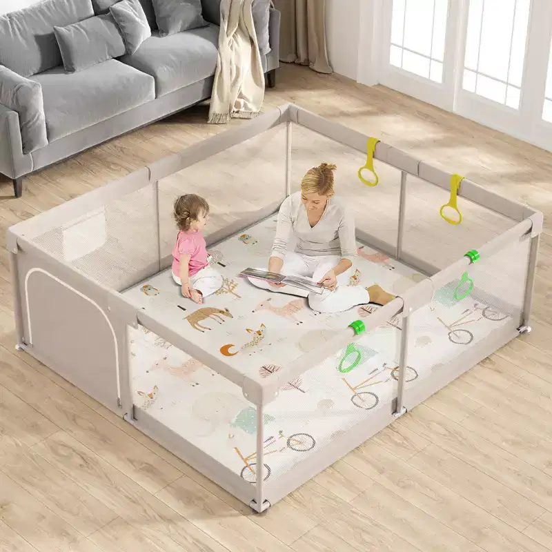 Baby Playpen with Mat 59"x71", Indoor & Outdoor Activity Center Safety Fence