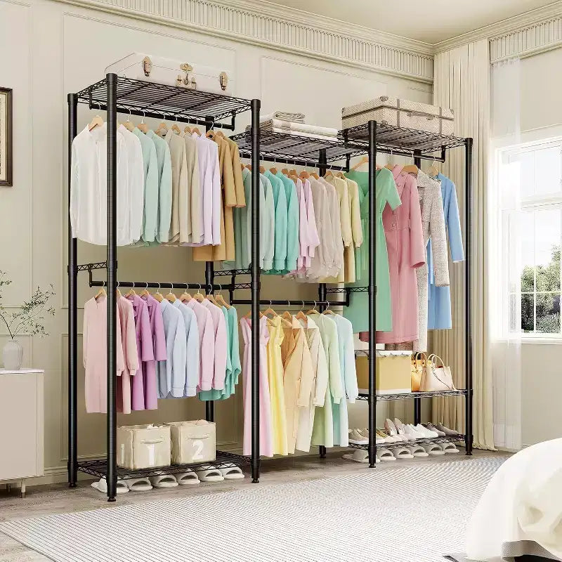 Freestanding Clothing Rack, 70.5 H Garment Rack Combo with Adjustable Shelves Storage for Bedroom Laundry Room Closet