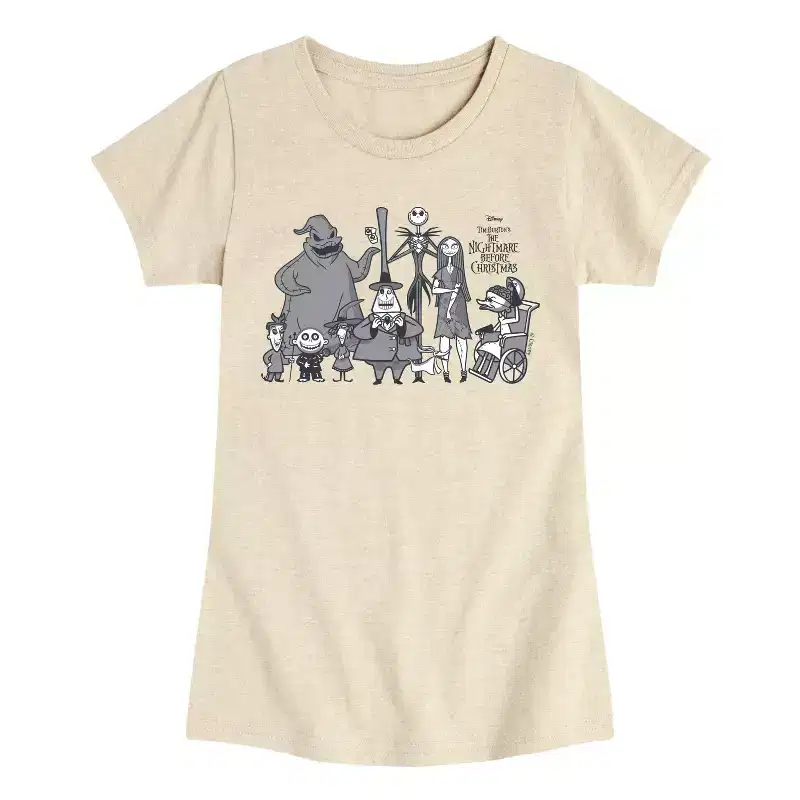 Girls' - The Nightmare Before Christmas - Lineup Fitted Short Sleeve Graphic T-Shirt