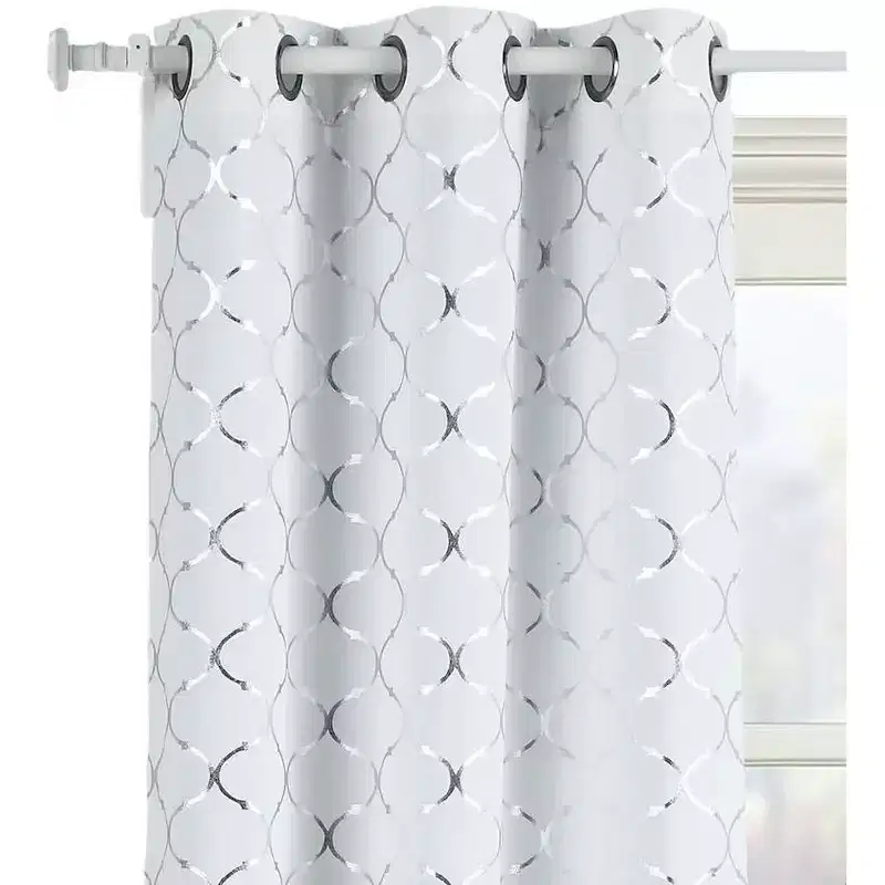 Kate Aurora 2 Pack Metallic Lattice Clover Ultra Luxurious Window Curtains