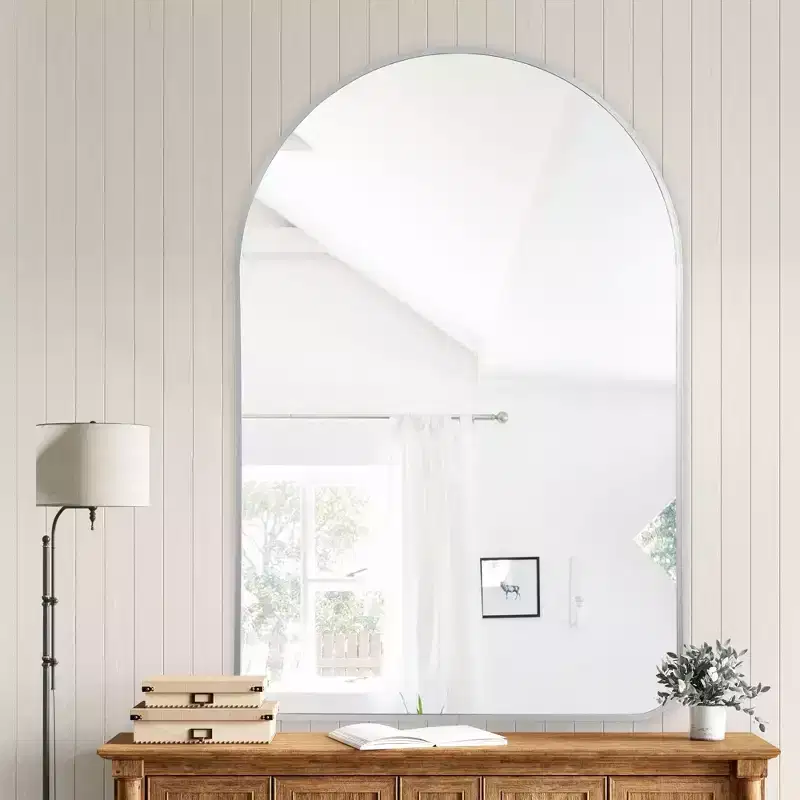 Silver Aluminum Arch Mirror - Rounded 91x61cm