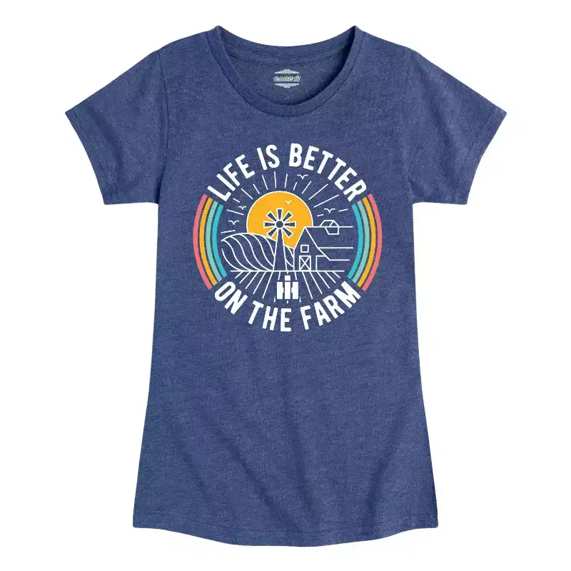 Girls' - Case IH - Life Is Better On The Farm Fitted Short Sleeve Graphic T-Shirt